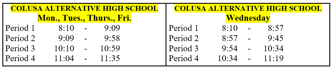 Bell schedule