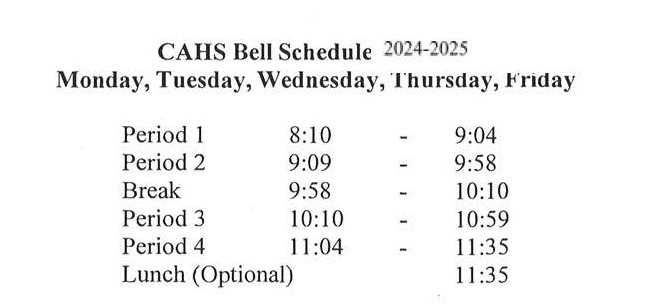 Bell schedule